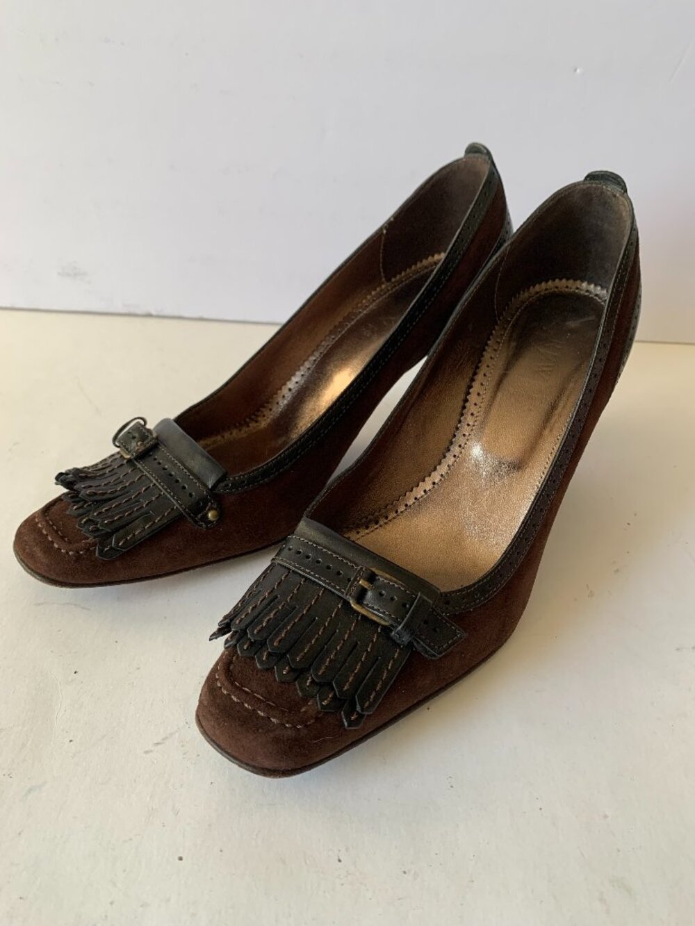 J. CREW WOMENS BROWN SHOES SUEDE GENUINE LEATHER HEELS PUMPS SZE 8 MADE IN ITALY